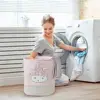 Large Pink Laundry Basket Kids Toys Storage Basket with Handles Fabric Foldable Cute Cartoon Castle Nursery Hamper Gift Basket 4