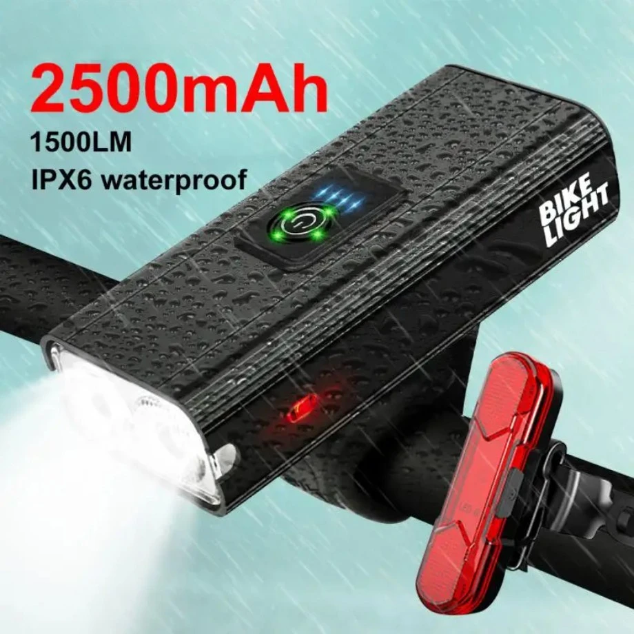 

1500Lumen LED Bicycle Light Front Rechargeable Powerful Bike Lamp MTB Headlight Cycling Flashlight Bike Light Lanterna Bicicleta