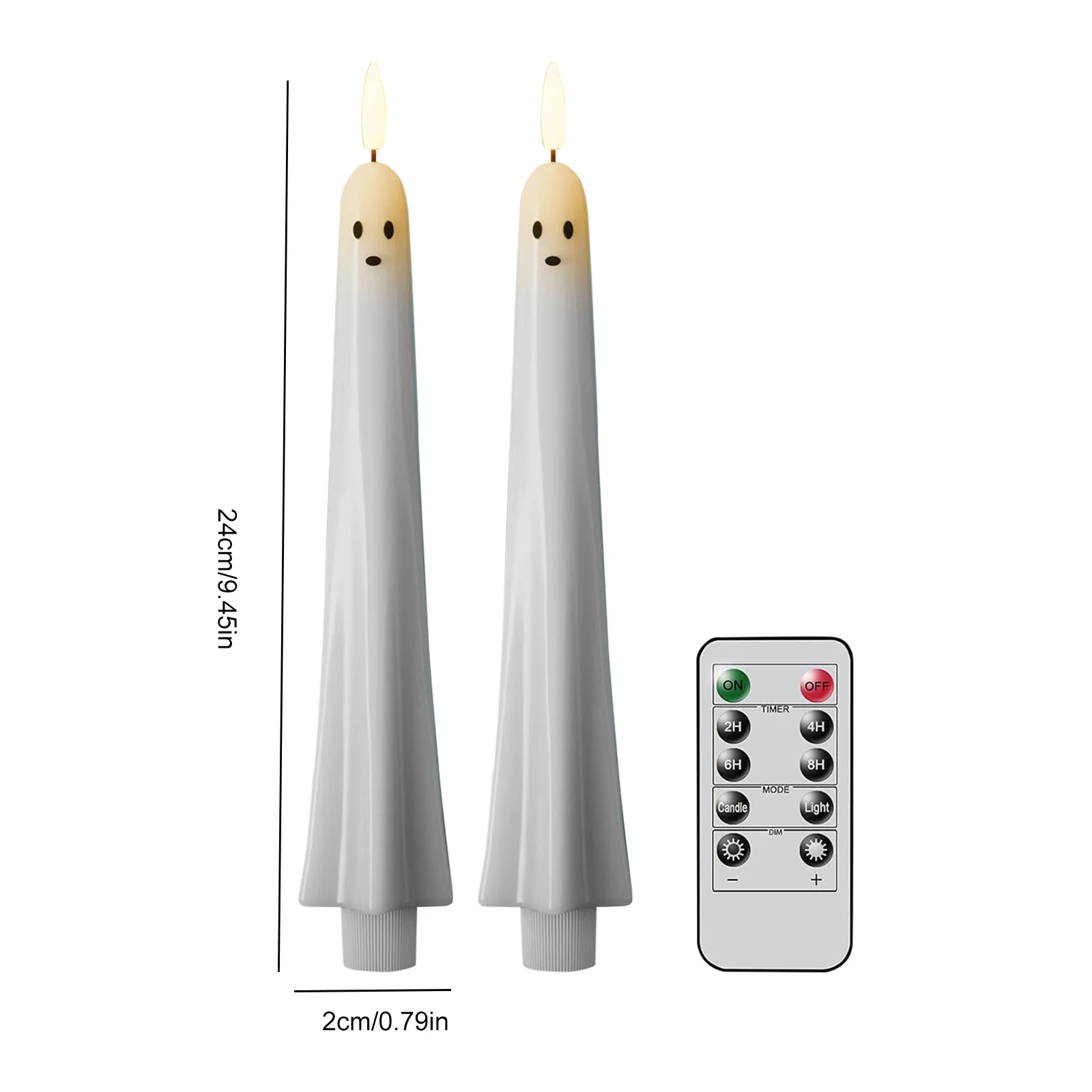 Ghost Shaped Ghost Taper Candles Battery Operated 2/4/6 Pack LED Candles Set with Remote and Timer for Wedding Party Home Decor