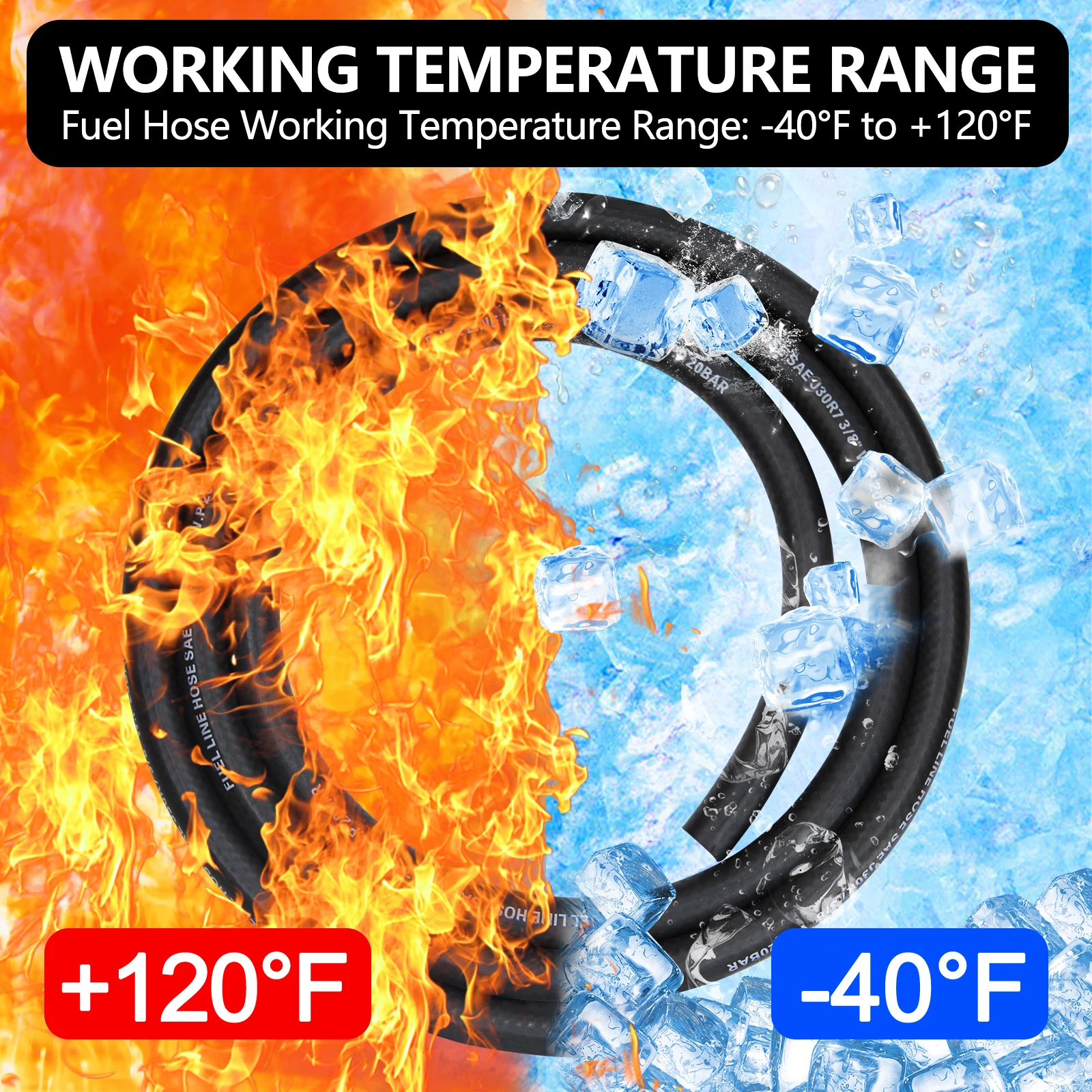 3/8 Fuel Line Hose NBR Rubber 10FT 200PSI J30R7 for Fuel Systems Engines Tube Hose