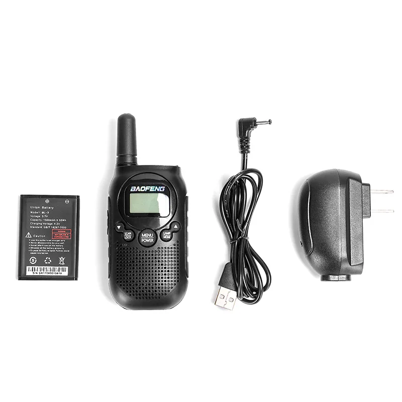 BAOFNEG Children Walkie Talkie BF-T6 Mini Two Way Radios 3W 1500mAh UHF400-480MHz Small Interphone for Kids T6 Portable Radios 2