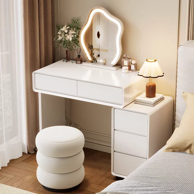Chambre à coucher femmes coiffeuse luxe bois rangement miroir coiffure coiffeuse maison blanc Muebles De dortoir meubles 1