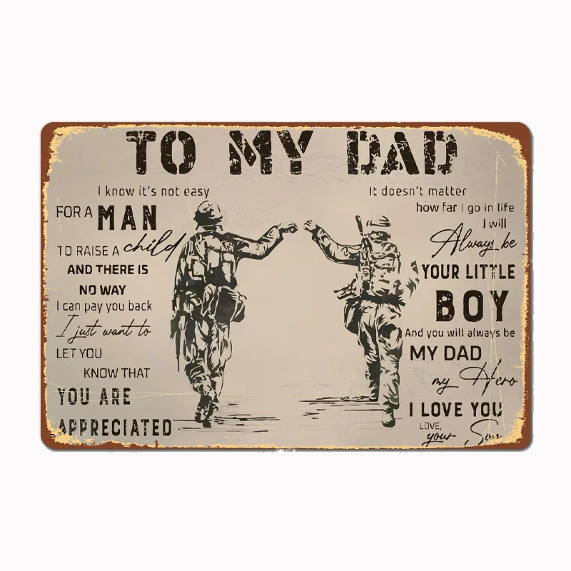 

To My Dad Gift From Son Metal Sign Mural Painting Customize Kitchen Tin Sign Posters Room Wall Decoration