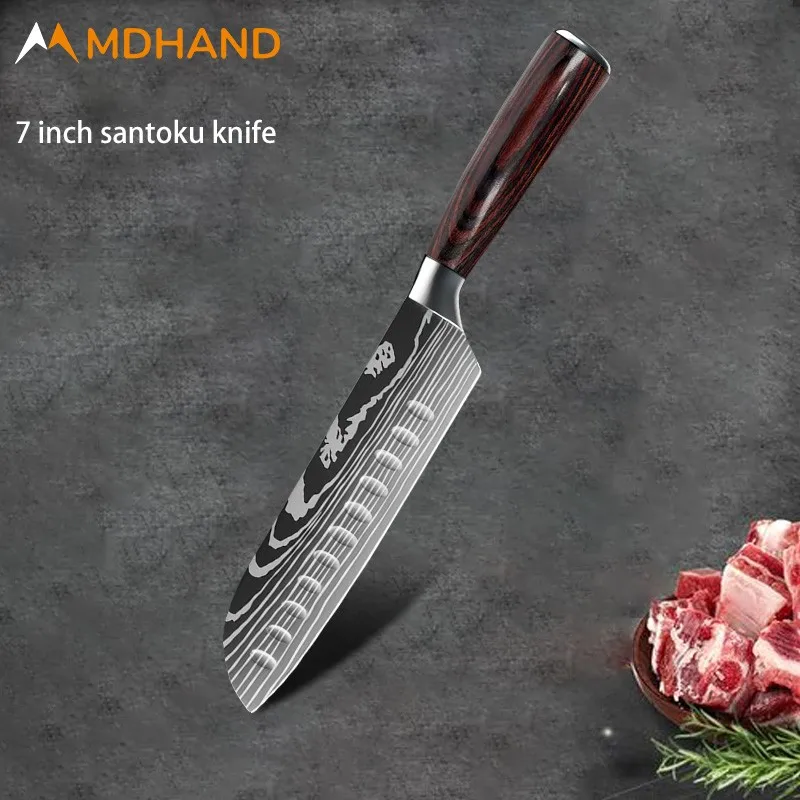 Kitchen Knife Set Professional Japanese Chef Knives 7CR17 High Carbon Stainless Steel Meat Santoku P