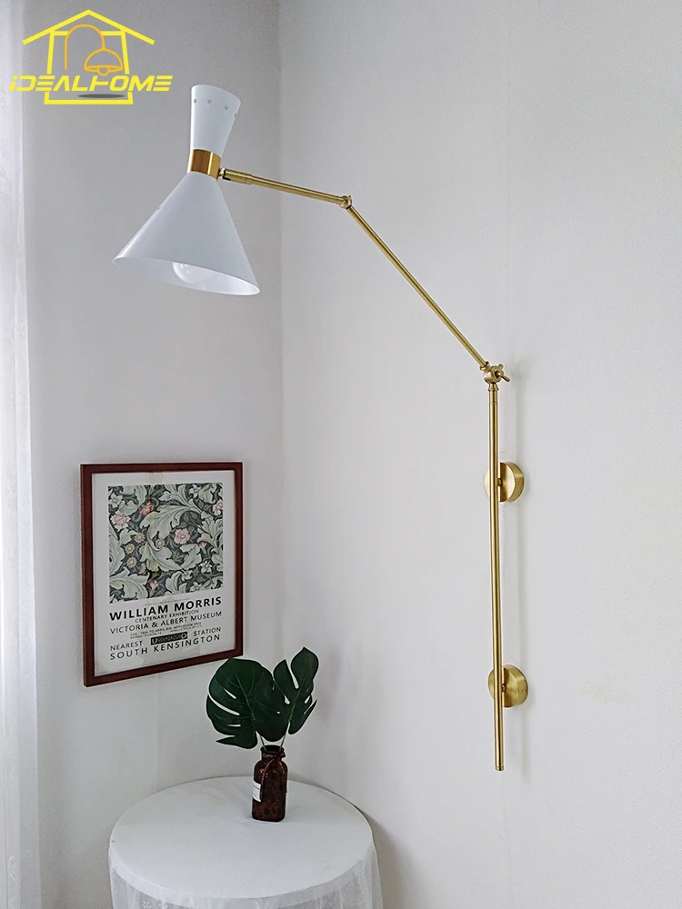 

Industrial Designer Luxury Swing Arm Brass Wall Lamp LED E27 Gold Lustre Folding Rotatable Wall Mounted Model/Living Bedroom Bar