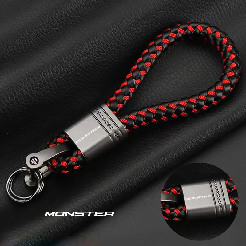 

For Ducati Monster S2R / S4R S4RS Monster 796 /1100 Accessories Custom LOGO Motorcycle Braided Rope Keyring Metal Keychain