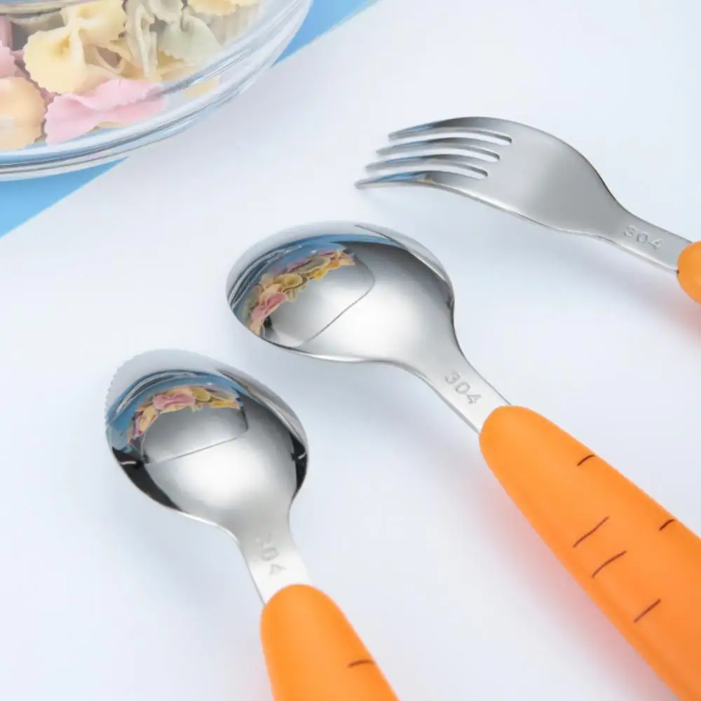 Carrot Cutlery Durable Child Safety Cute Stainless Steel Utensils Children Spoon Fork