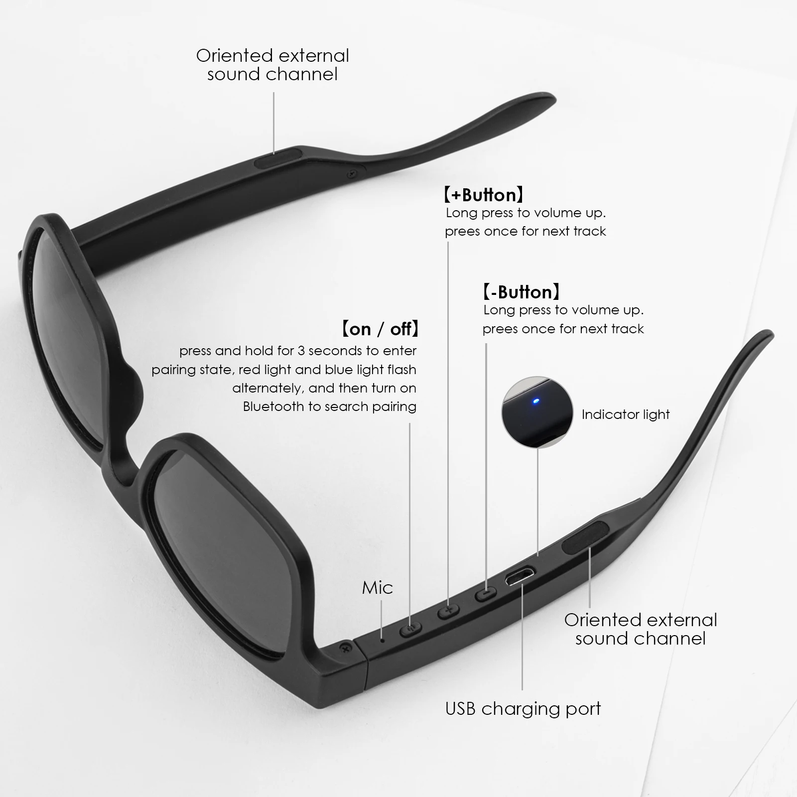 Беспроводные Bluetooth-очки с открытыми ушами, цвет в ассортименте