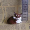 1PC Simulation Fox Ornament Mini Squatting Fox Model Plush Animal Figurine Doll Toy Home Decoration Craft Christmas Party Gift 6