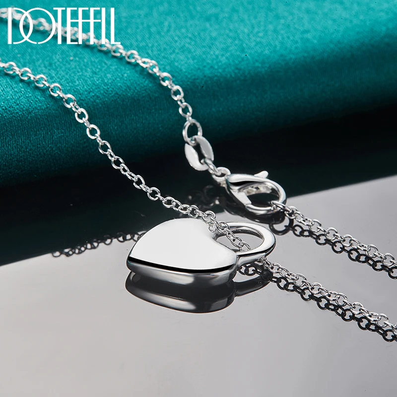 Collar Colgante De Plata Esterlina 925 Con Candado De Corazón - Marca DOTEFFIL, Ideal Para Regalo