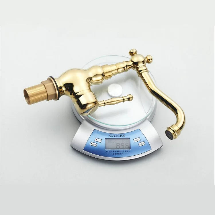 Kitchen Sink Faucet Set Bathroom Faucet Set Brass Titanium Plated Gold-plated Washbasin Hot And Cold Faucet