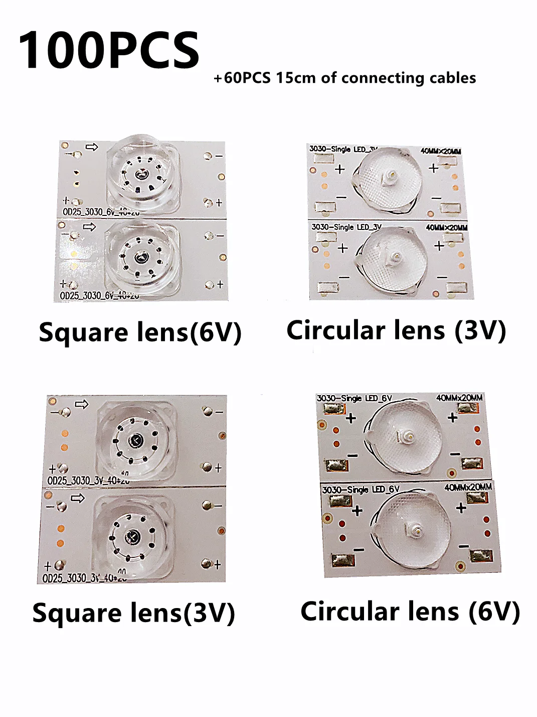 Emitting Diode SMD Light Bead 100PCS 3V 6V with Optical Lens Fliter for 32-120 Inch LED TV Backlight Strip Repair for LED Light