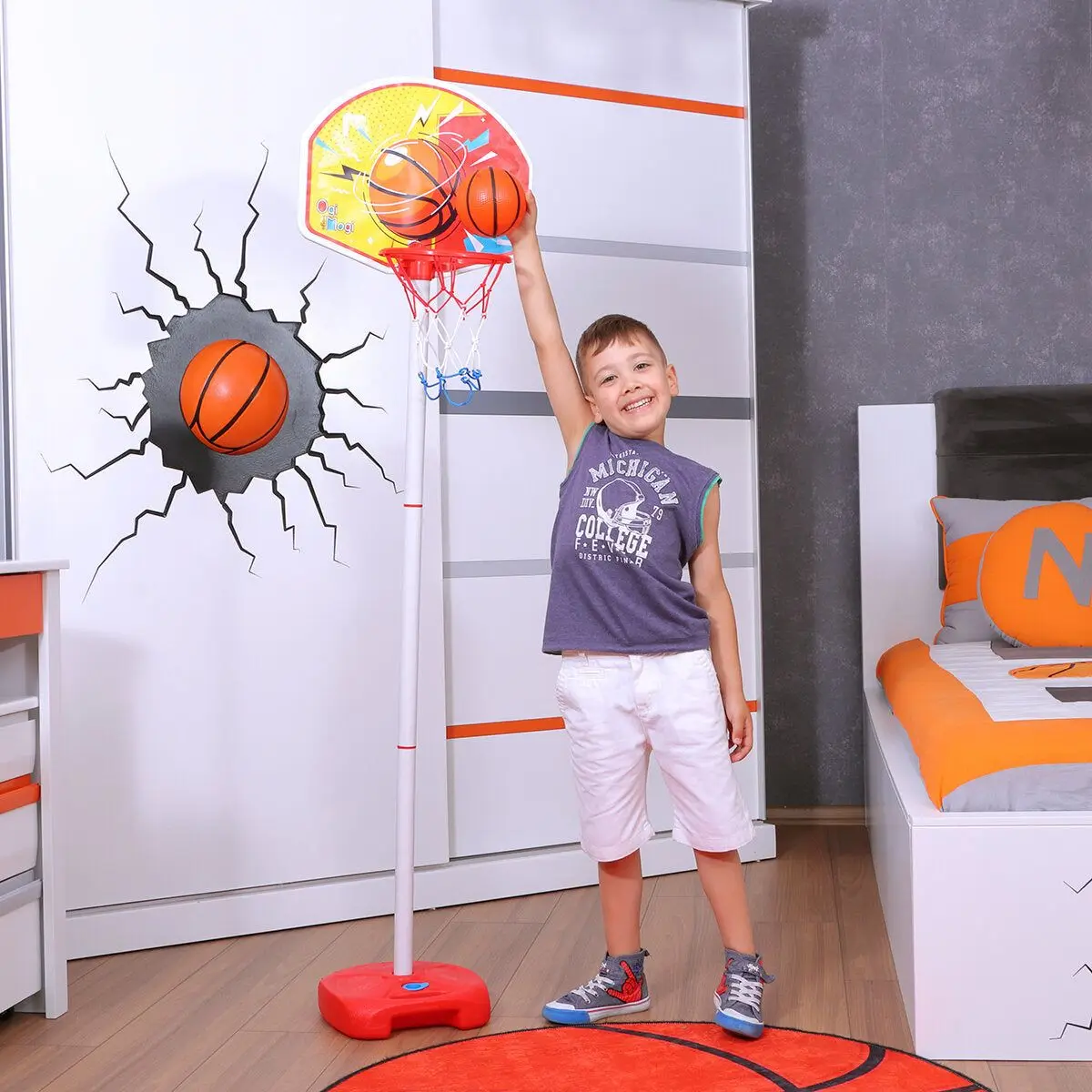SAFE & STURDY Ogi Mogi Toys EASY HEIGHT ADJUSTMENT Basketball Set Mini Hoop System 6