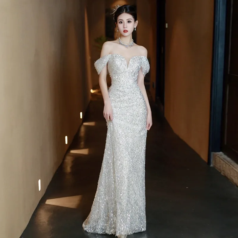 

slash neck vestidos bodycon dress women dresses for party luxury elegant dresses squined clothing