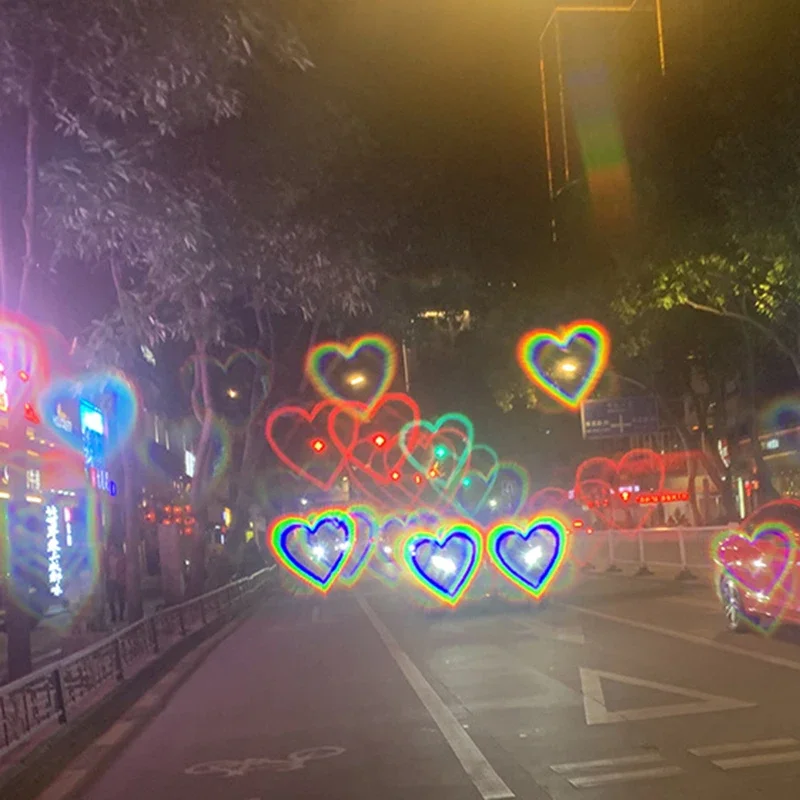Women Fashion Heart Shaped Effects Glasses Watch Lights Change To Heart Shape At Night Diffraction Glasses Female Sunglasses