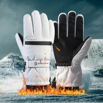 Unisex Windproof Waterproof Ski Gloves Warm Thick Anti-Skid Touch Screen Winter Gloves for Hiking Cycling