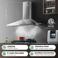 CVP36W6AST 36 Inch Ducted Pyramid Range 450 CFM Stainless Steel Wall Mount Vent Hood with 3 Speed Exhaust Fan, 5-Layer Aluminum 2