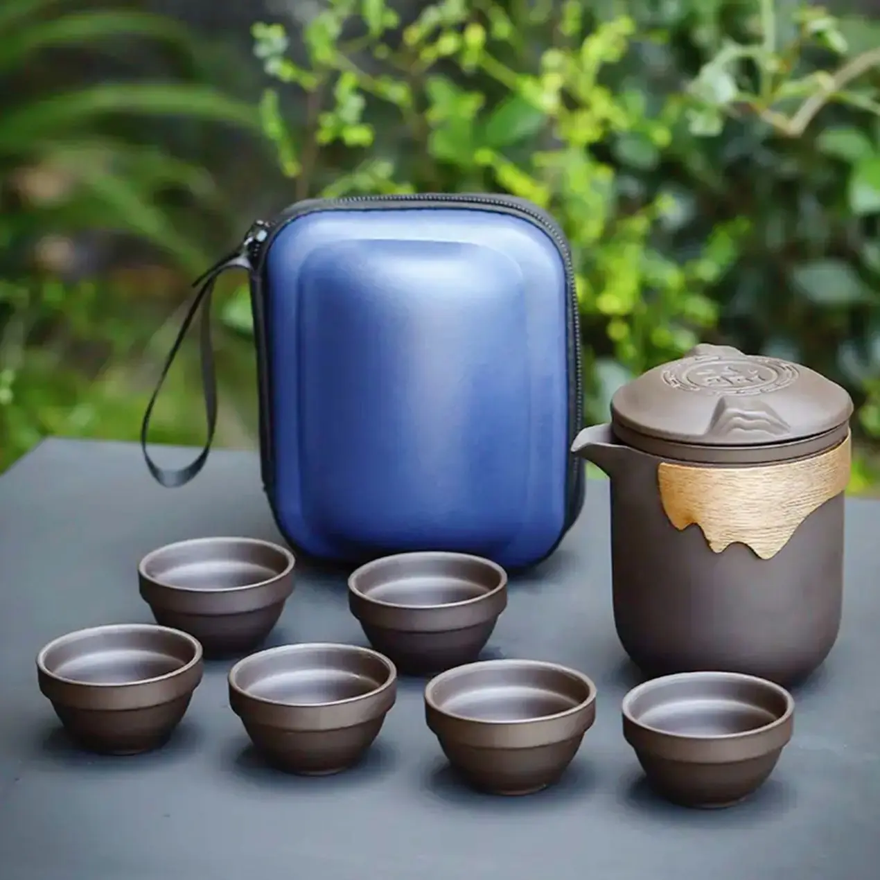 

Portable China kung fu tea cup Tool set infuser travel hiking camping hunting household kitchen accesorries black