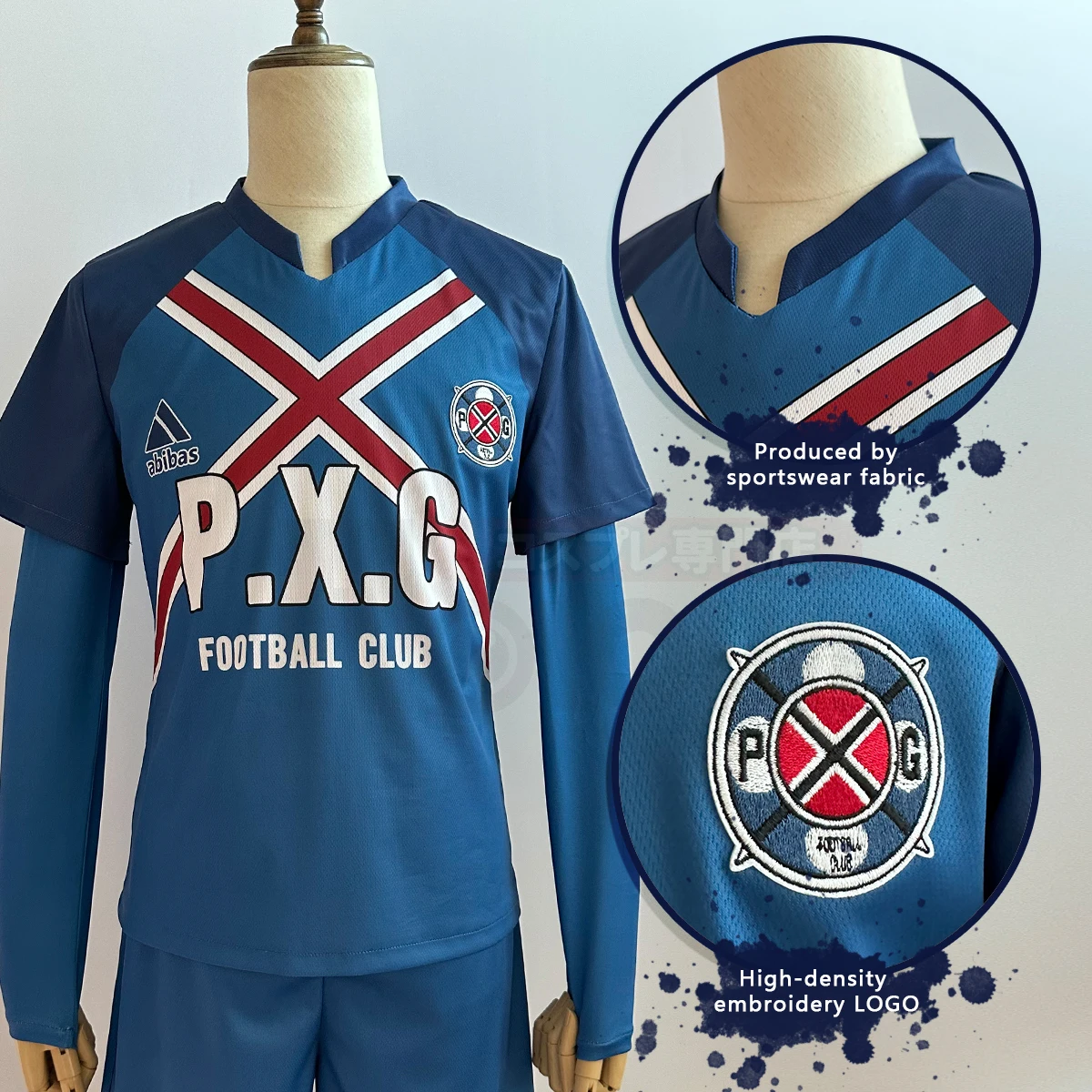 HOLOUN Blue Lock Anime Charles Cosplay Costume P.X.G Jersey NO.6 Embroidery Football Uniform Tops Shorts T-shirt Socks