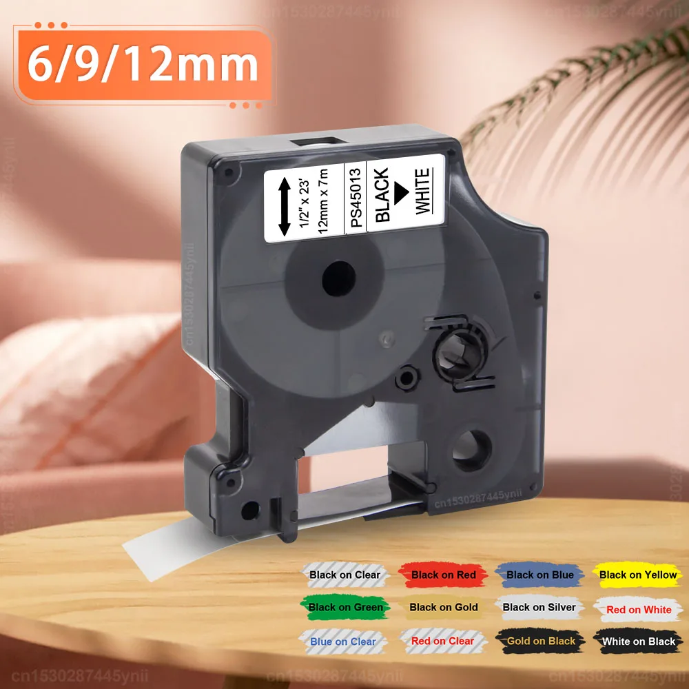 

45013 Compatible Dymo D1 Tape 45013 40913 43613 45010 45018 45022 6/9/12mm Label Tape for Dymo LabelManager 160 280 Label Maker