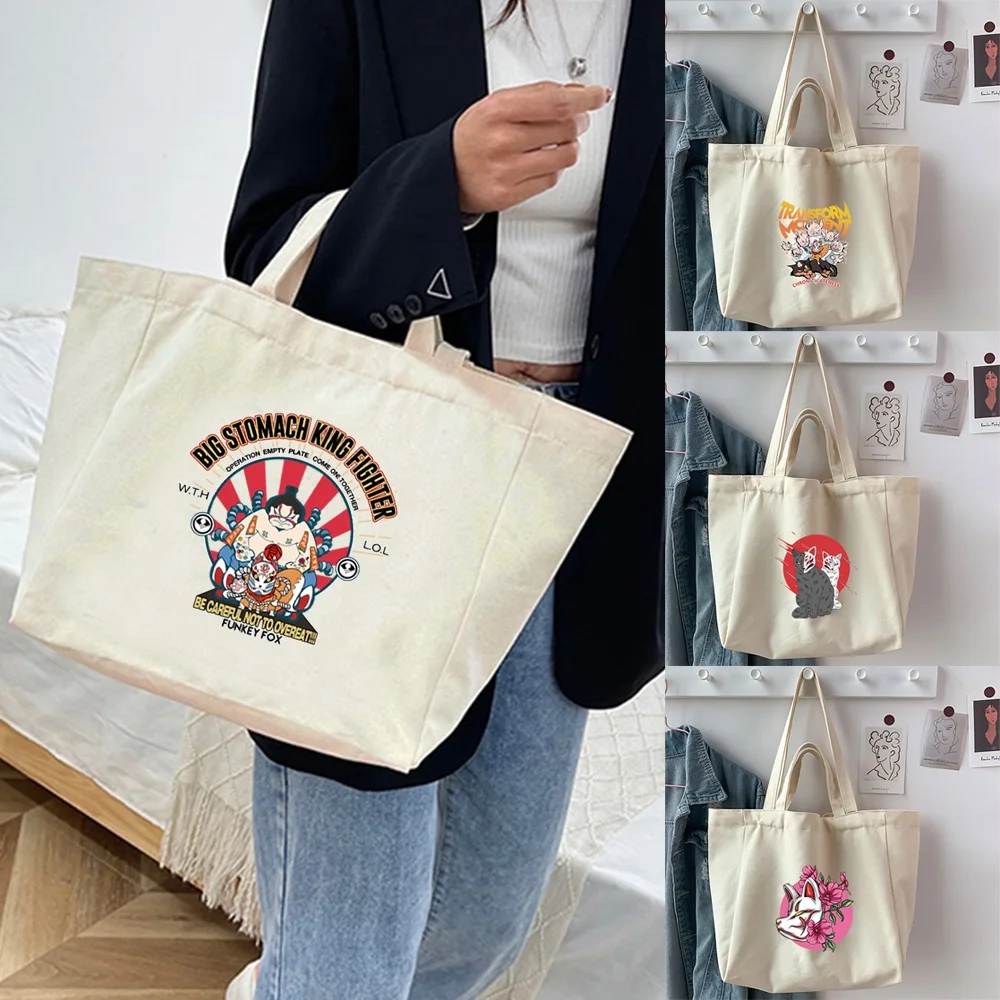 

2022 Reusable Shopping Bag Women Canvas Tote Bags Mask Printing Eco Bag Shopper Shoulder Travel Work Totes Bags