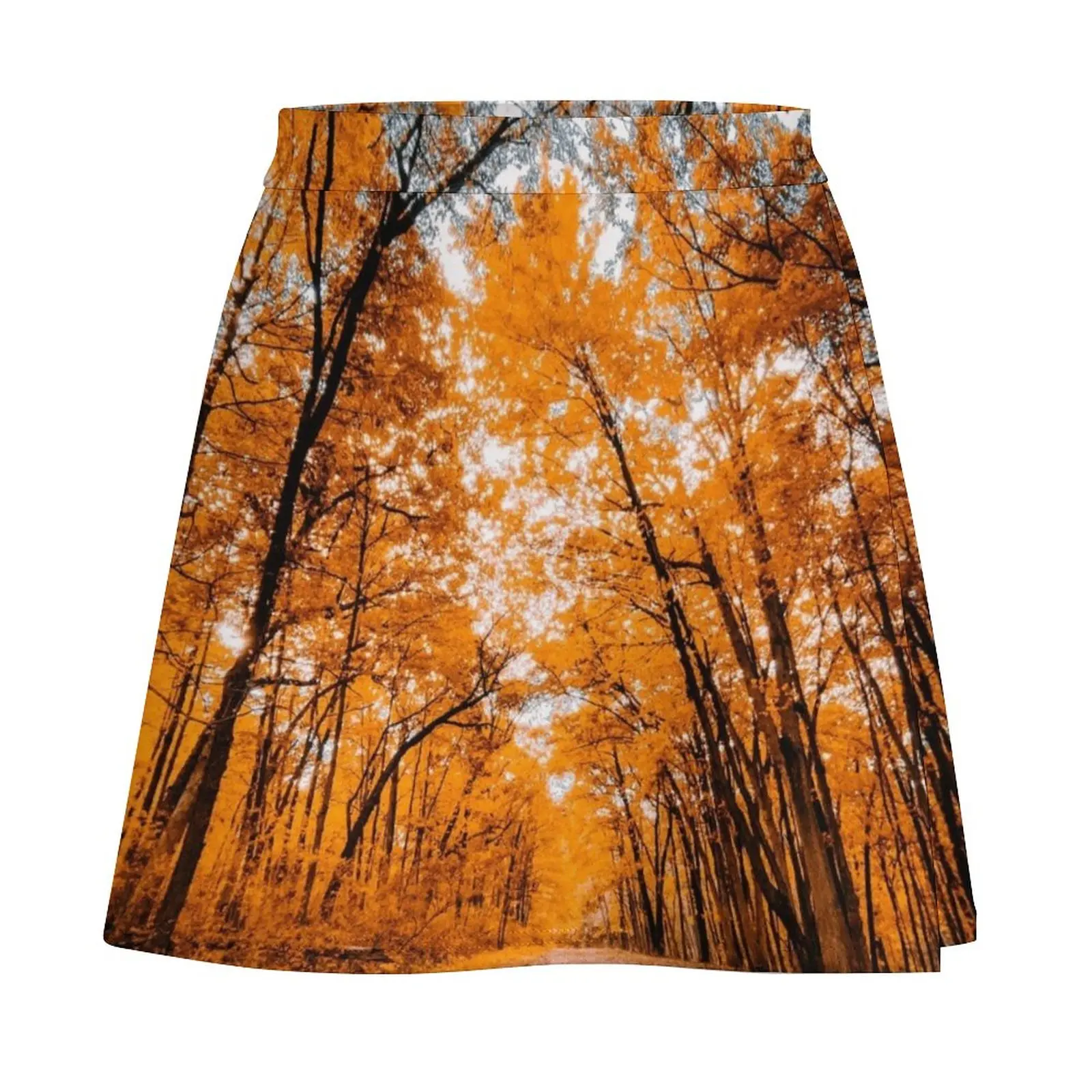Orange Fall Forest Trail Mini Skirt Woman clothing Female clothing