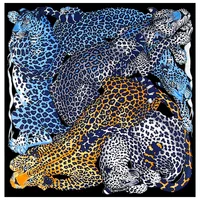 130cm New Leopard Brand Square Scarf Women 100% Silk Scarf 2024 New Pashmina Fashion Design Women Shawl Bandana Kerchief Scarves 2