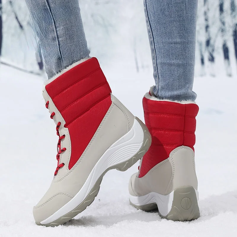 Womens Platform Thigh High Boots Winter Wedges Plush Snow Boots Waterproof Warm Non-slip Booties Woman Furry Ankle Punk Shoes