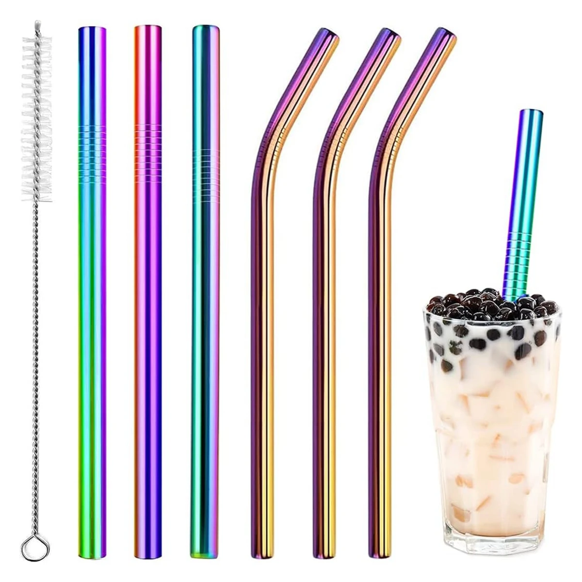 18 Pailles En Silicone Réutilisables - Colorées Avec Brosses Q 1042623