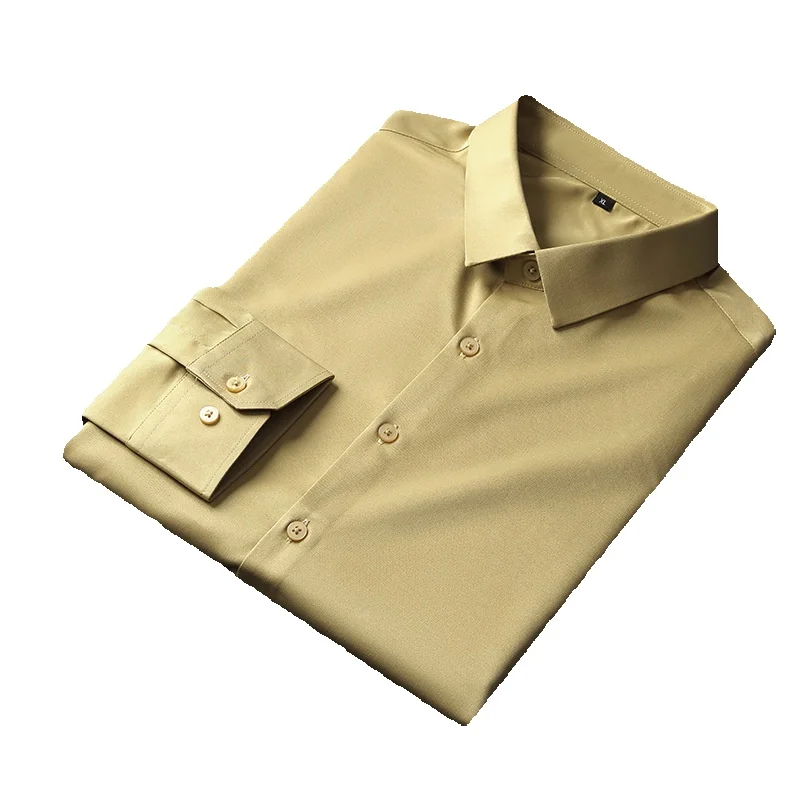 

High-grade Shirt Men's Long-sleeved Stretch Breathable Business Casual Korean Fashion Slim Fit Shirt Top Young and Middle-aged
