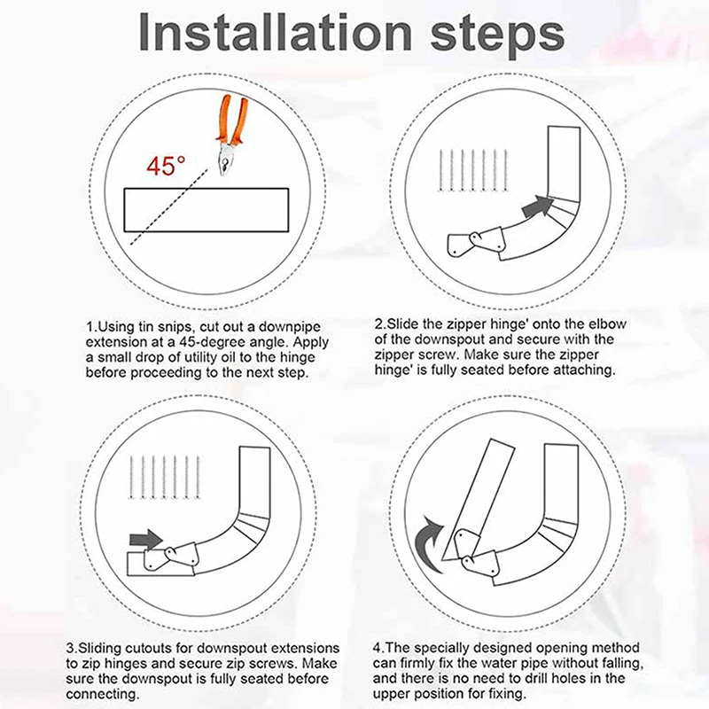 2/4Pcs Stainless Steel Gutter Extension Hinge Downspout Extension Hinge Zip Gutter Easy Installation