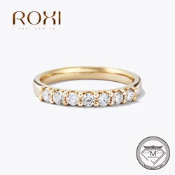 ROXI Moissanite Ring 2.5mm Gold Half Eternity Bubble Rings For Women Jewelry Wedding Diamond Engagement Band Moissanite Jewelry