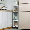 GY Modern Kitchen Cabinet Floor Slit Shelf Locker Multilayer Microwave Oven Storage Cabinet with Flip Door home furniture 4