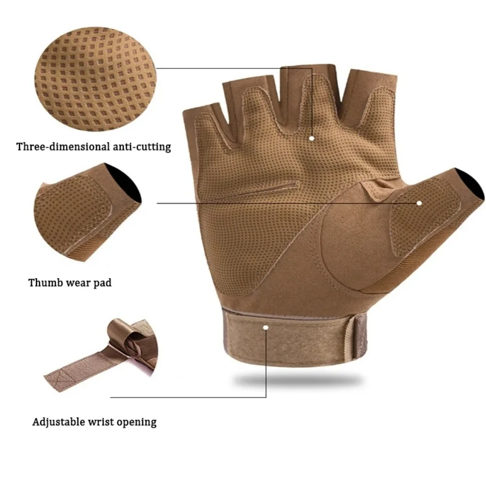 Taktická  rukavice polovina prst paintballové airsoftové šot potírat protiprokluzový muži bicykl plný prst rukavice ochranný mechanismus