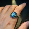Retro Dragon Claw Golden Eagle Blue Gem Ring for Men & Women Antique Gothic Adjustable Open Ring Alloy Jewelry Lovers Gift 3