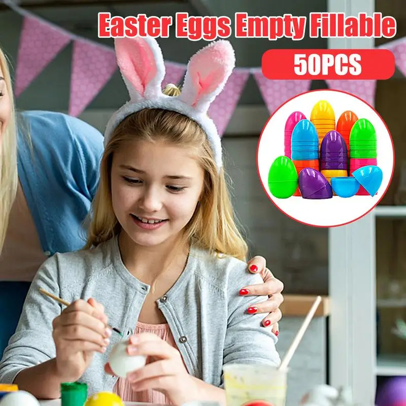 

50Pcs Colorful Easter Eggs Creative Colorful Fillable Easter Eggs Shell Toys DIY Decorating Supplies Perfect Gift For Kids