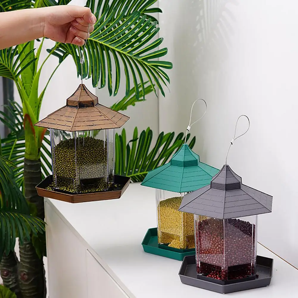 Waterproof Garden Gazebo Hanging Wild Bird Feeder Outdoor Container With Hang Rope Pet Birds Feeding House Type Bird Feeder