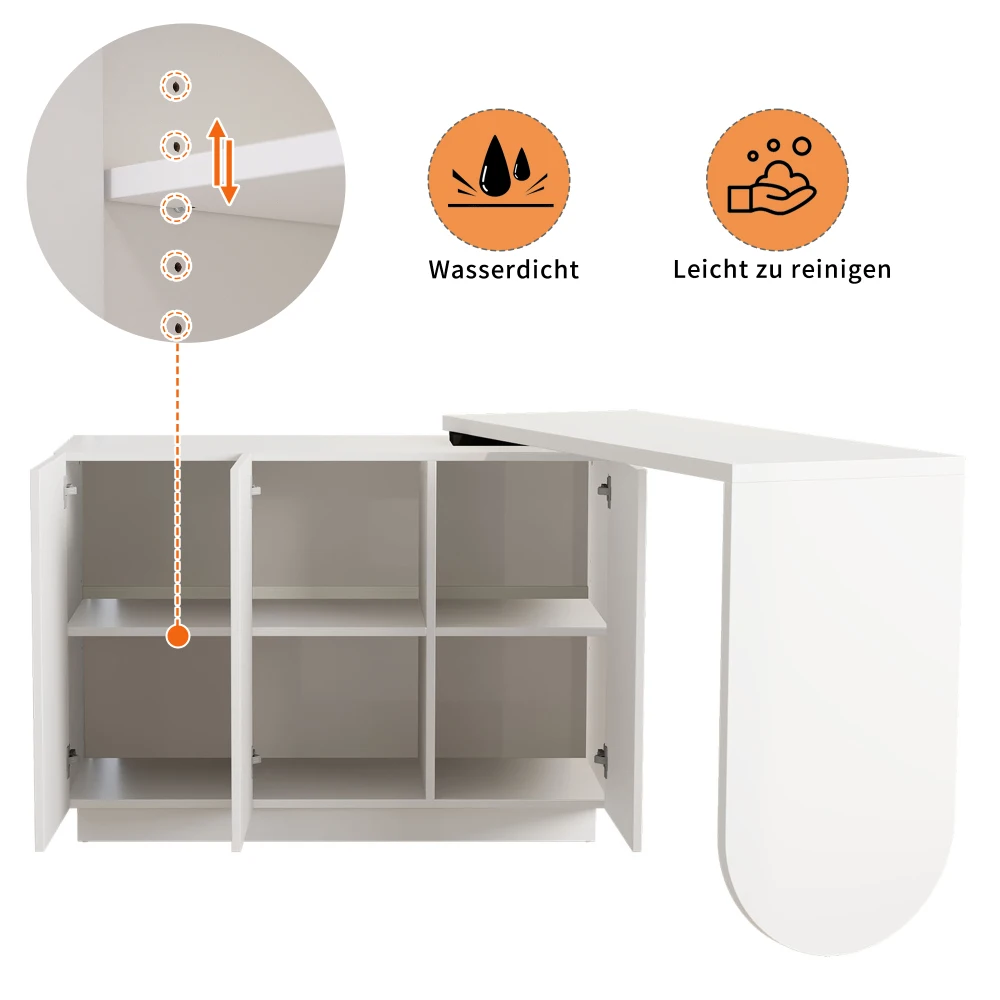 Platzsparender, moderner, drehbarer Eckschreibtisch in L-Form, 110 cm, Weiß – robuste, vielseitige Computer-Arbeitsstation für den Heimbüro- und Friseursalon – Detail 10