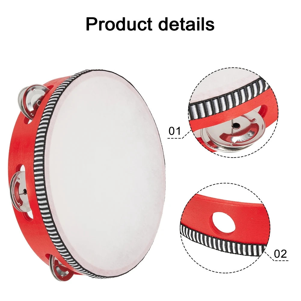 Manual Percussion Tambourine Concert Dancing 4/6/8/10 Inch High Quality Wood Melodious Plink Polyester Practical