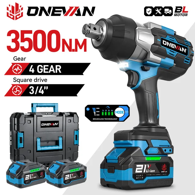 ONEVAN 3500N.M clé à chocs électrique sans brosse 3/4 pouces clé à couple élevé sans fil outil électrique pour Makita 18V broche de batterie 1