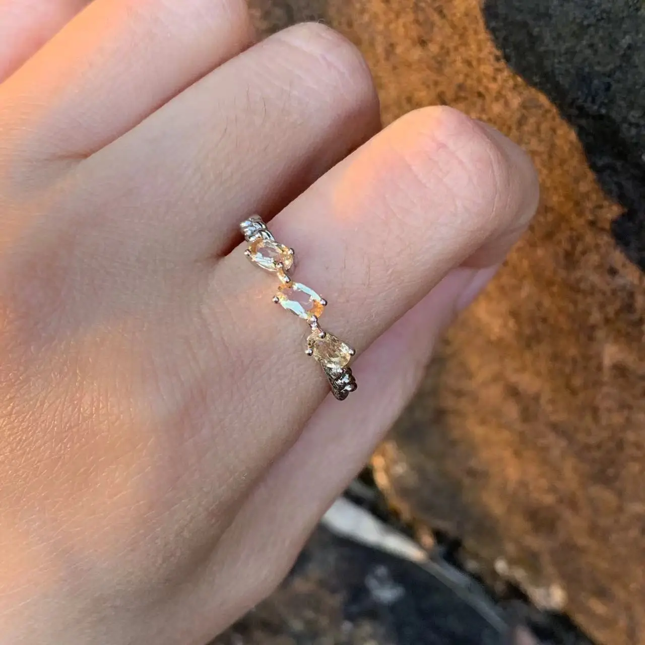 3MM Natural Citrine Ring Adjustable Female Ring Jewelry for Women Gift Wholesale High Quality Vintage Fine