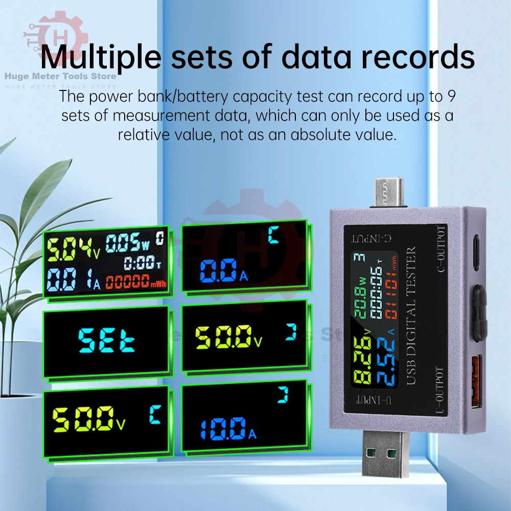 Multi-function USB & Type-C Digital Display Voltage & Power Tester