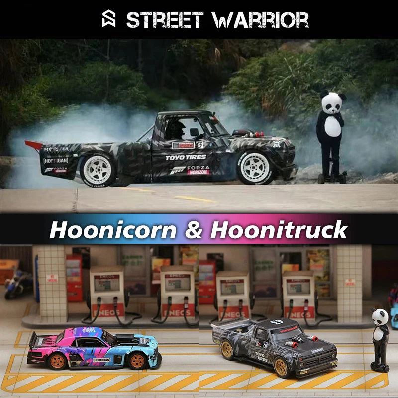 PreSale SW 1:64 Mustang Hoonicorn RTR F150 Hoonitruck Panda Figure Diecast Diorama Car Model Toys Street Warrior