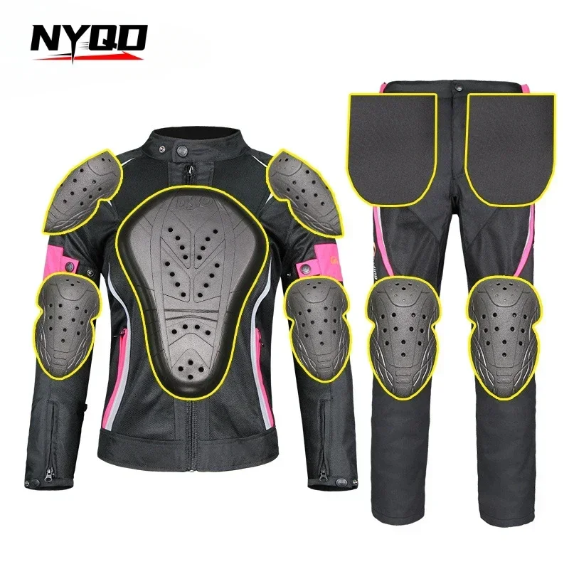 Motorcycle Electric Bicycle Riding Suit Women's Waterproof Motorcycle Slim Fit and Anti Fall Racing Suit Wear Protective Gear