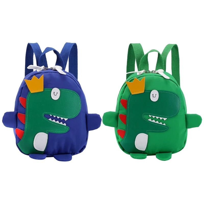 

2 Pcs Cute Kids Kindergarten School Bag 3D Cartoon Dinosaur Mini Backpack New Baby Boy Girl School Bag Green & Blue