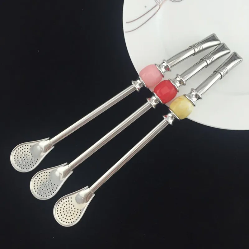 Washable Drinking Straw Spoon Tea Filter Yerba Mate With Cleaning Brush Tea Straws Bombilla Gourd Reusable Coffee Tools tea spoons