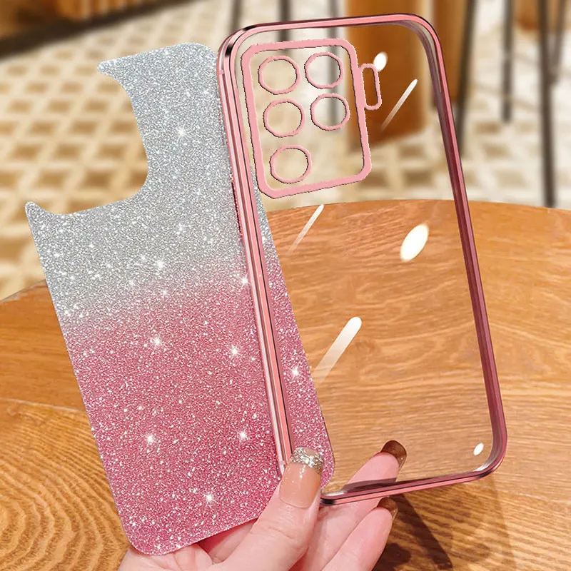 Electroplated Glitter Phone Case with Clear Back Cover