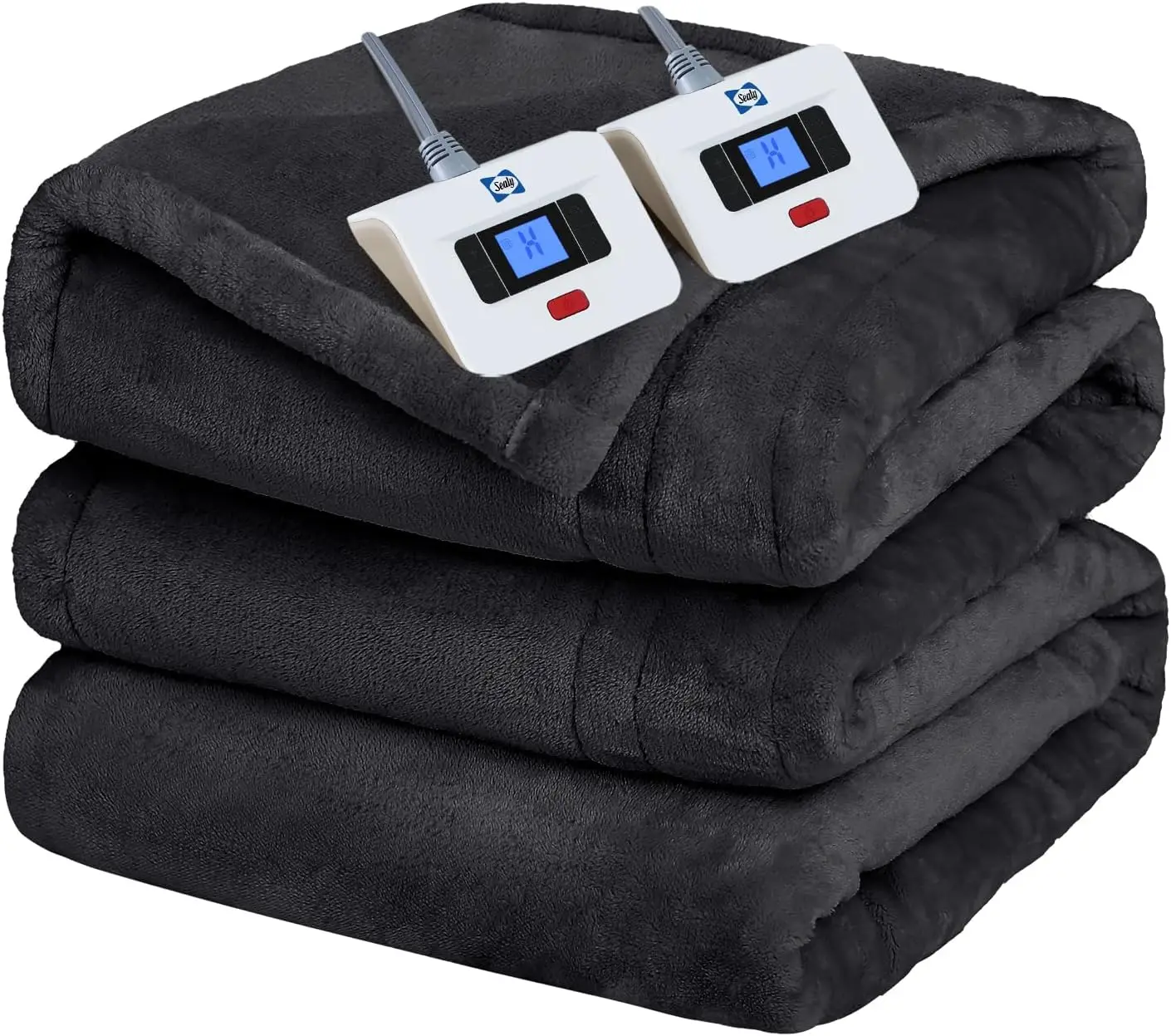 Electric Blanket King Size, Flannel Heated Blanket with Dual Controller, 10 Heat Setting & Auto Shut Off for Bed & Living Room