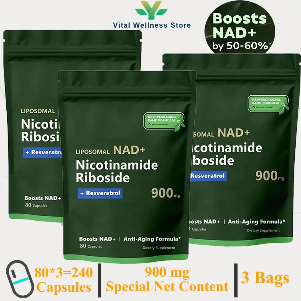 3 Bags NAD+ Supplement Liposomal Nicotinamide Riboside 900mg Resveratrol Boost Energy Protect Blood Vessels Skin Health Care nad supplements