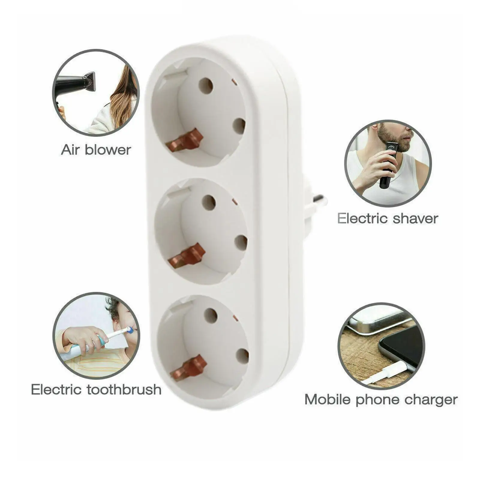 3 Grids Universal EU German Standard Conversion Plug One To Three Conversion Socket Travel Conversion Power Plug Socket